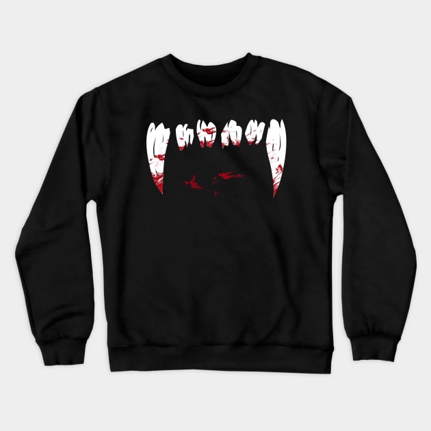 Bite Me! Bloody Vampire Fangs Crewneck Sweatshirt by Wanderer Bat